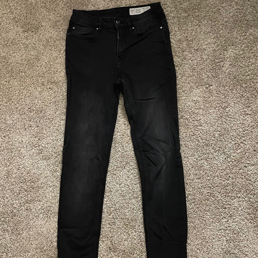 Dark grey jeans, high rise